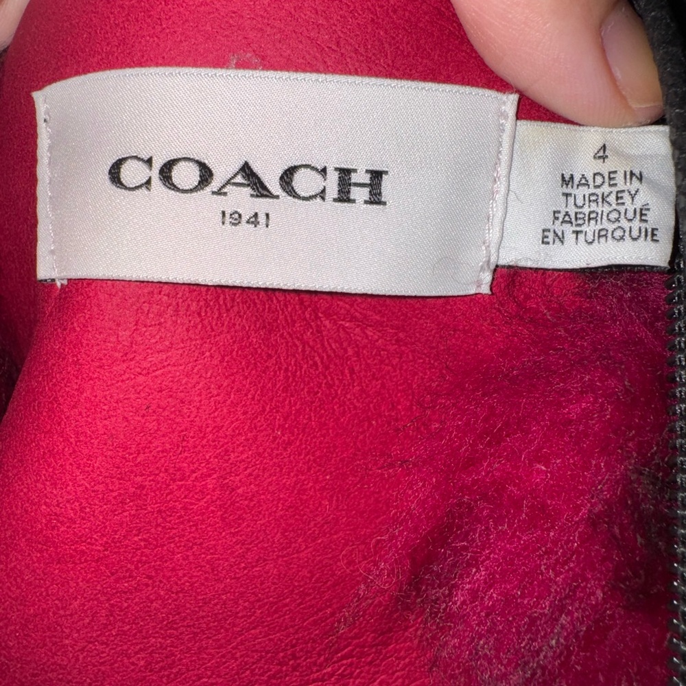Coach glam punk fuchsia shearling jacket size 4 - Picture 6 of 9